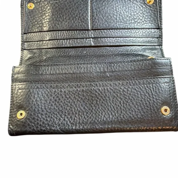 Prada Black Vitello Grain Leather Continental Flap Wallet - Picture 3 of 5